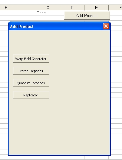 Add Product Button and To-Be-Dynamic Dialog